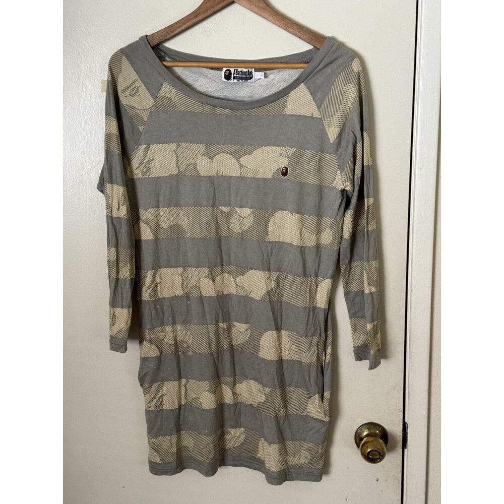 BAPE A Bathing Ape Long Sleeve Striped Shirt Small